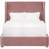 Balboa Queen Bed in Petal Pink Velvet & Natural Gray Oak 7128-1.PET/NG